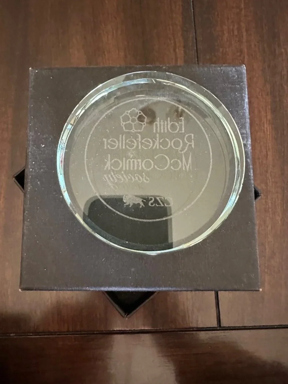 Edith Rockefeller McCormick Society Glass Paperweight With Box - CZS Logo